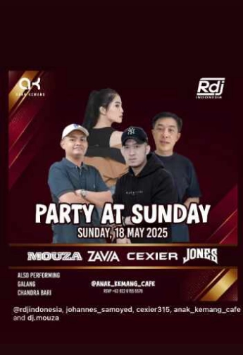ANAK KEMANG CAFE JAKARTA - PARTY AT SUNDAY