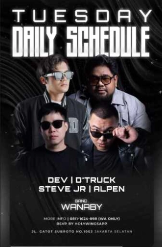 W SUPER CLUB TEBET JAKARTA - TUESDAY DAILY SCHEDULE