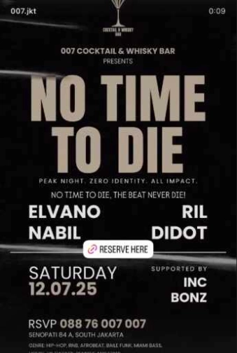 007 COCKTAIL & WHISKY BAR SENOPATI JAKARTA - NO TIME TO DIE