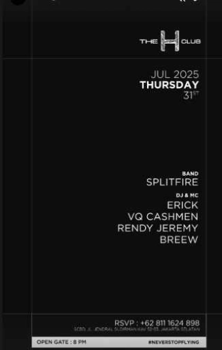 THE H CLUB SCBD JAKARTA - THURSDAY