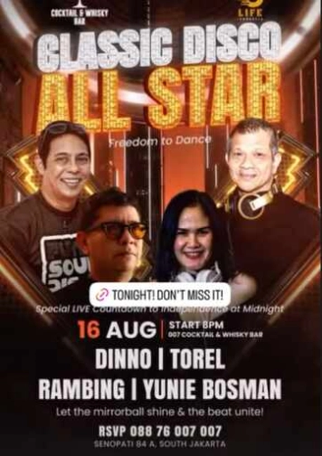 007 COCKTAIL & WHISKY BAR SENOPATI JAKARTA - CLASSIC DISCO ALL STAR