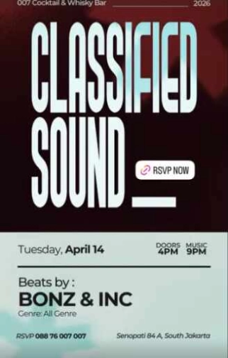 007 COCKTAIL & WHISKY BAR SENOPATI JAKARTA - CLASSIFIED SOUND